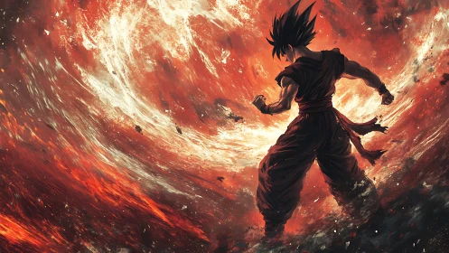 Stormforged warrior ignites a swirling inferno of power.