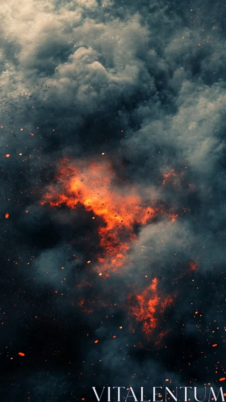 Explosive Cosmic Tempest: Fire and Nebula Convergence.