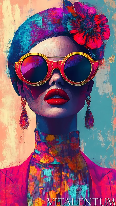 Bold woman in neon sunglasses exudes vivid urban glamour.