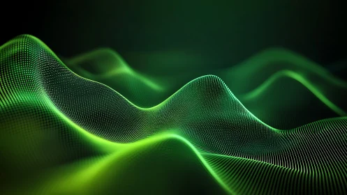 Green digital wave surface with point grid structure.