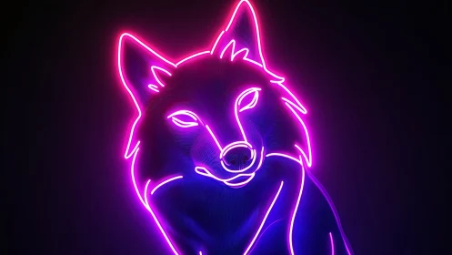 Neon magenta wolf outline glows against deep black void