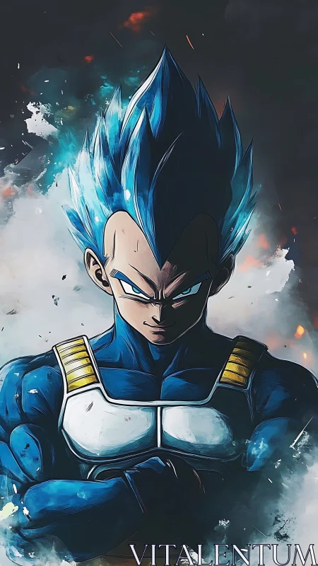 Electric warrior crowns the storm with cobalt flame hair