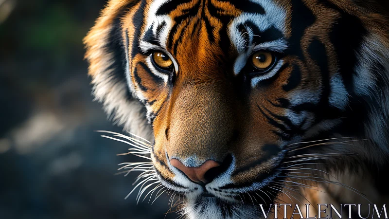 Tiger portrait shows intense gaze in hyperreal closeup detail
