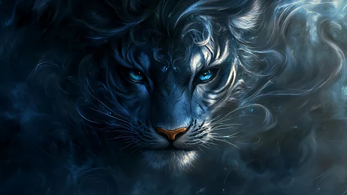 Ethereal Blue Tiger: Mystical Power Awakens.