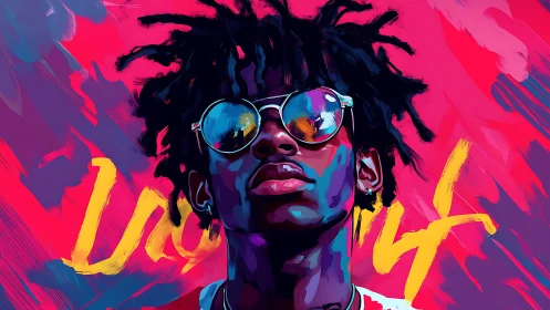 Neon crowned cool kid basking in electric color swagger.