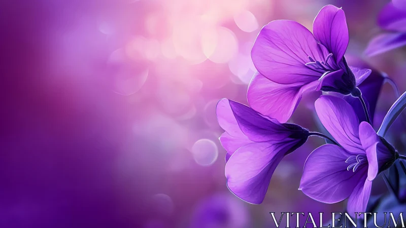 Violet Petals Dance: Purple Blooms in Luminous Haze.