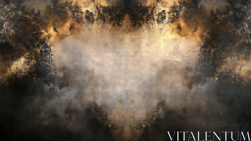 Stormlit textured clouds swirl around a glowing painted void