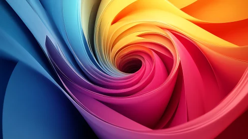 3D chromatic vortex with layered radial ribbon architecture.