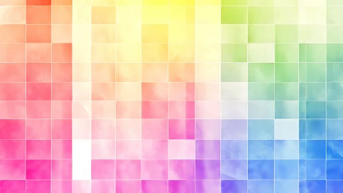 Gradient mosaic grid blends pastel spectrum into soft light