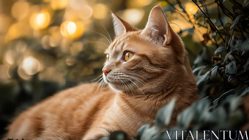 Golden Gaze: A Contemplative Tabby in Autumn Light.
