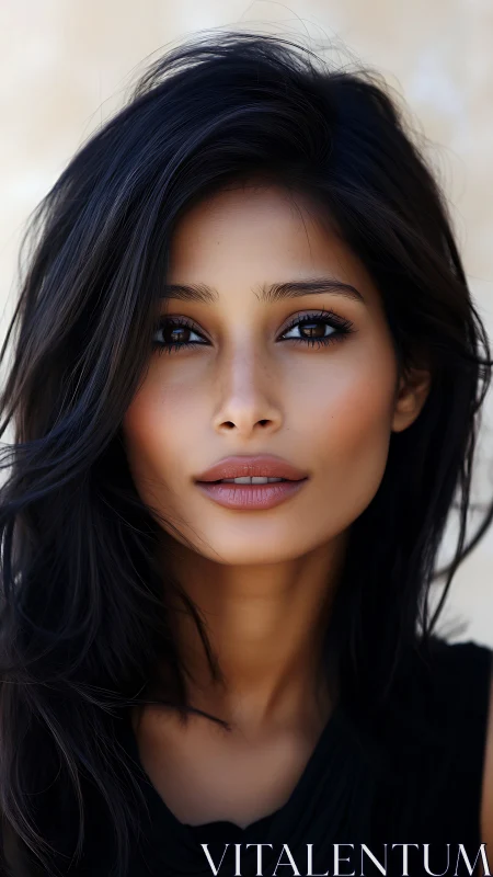 Soft sunlit portrait with soulful eyes and quiet confidence.