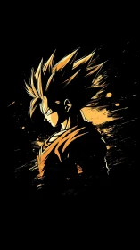 Cel-shaded warrior profile with high-contrast energy strokes