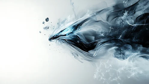 Fluid abstract motion forms dynamic blue and black plume