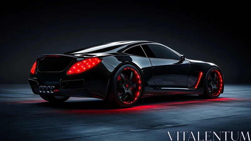 Night-stalking supercar crowned in neon red streetfire glow.