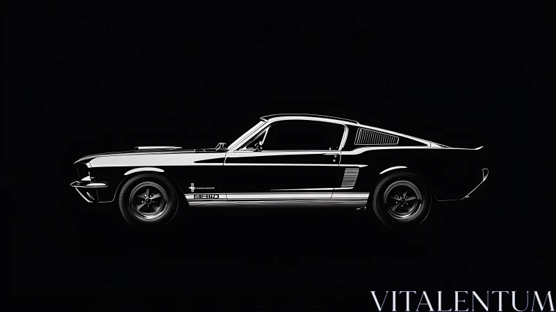 Side-profile study isolates classic muscle car contours