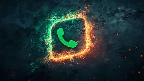 Luminescent Telephone Icon with Radiant Energy Field.
