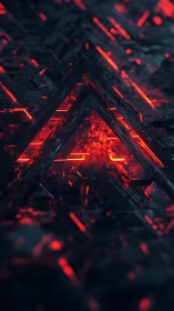 Glowing red corridors in a dark crystalline maze.