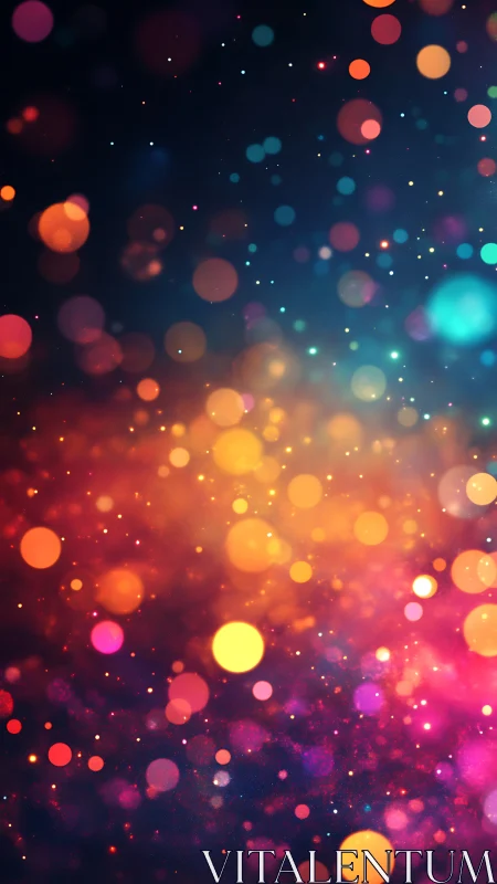 Bokeh light orbs suspend in a saturated chromatic gradient field