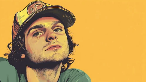 Vector portrait isolates male subject with stylized flat shading