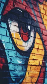 Bold street mural captures a colorful eye on urban brick
