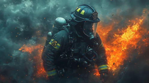 Firefighters engage structural fire with advanced protective equipment.