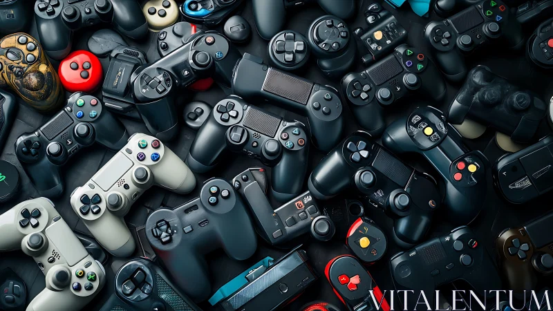 Top-down array of mixed game controllers shows ergonomic evolution