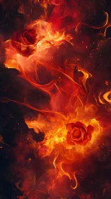 Fiery Abstract Swirls in Intense Red and Orange Flames.