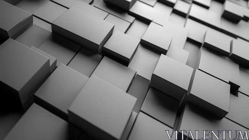 Modern abstract 3D blocks pattern with minimalistic monochrome style.