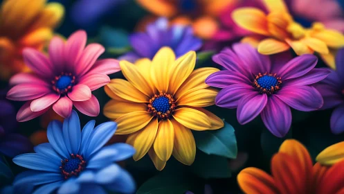 Chromatic Daisy Composite: Multi-Spectrum Petals with Radial Structure