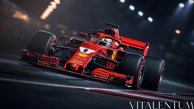 Scarlet thunderstorm of speed slices through the night circuit