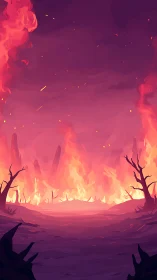 Inferno Landscape: Where Fire Meets Hope in the Wasteland
