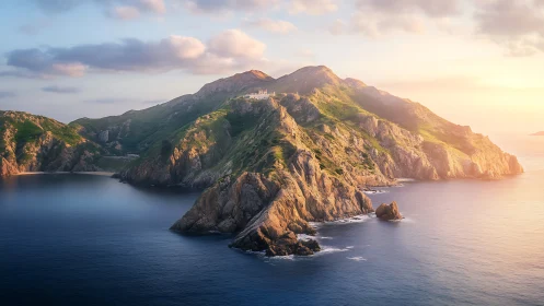 Emerald Sentinel: Where Golden Slopes Meet Ancient Seas.