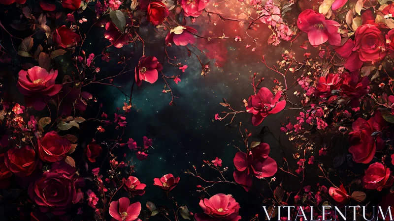 Roses Bloom in Neon Darkness.