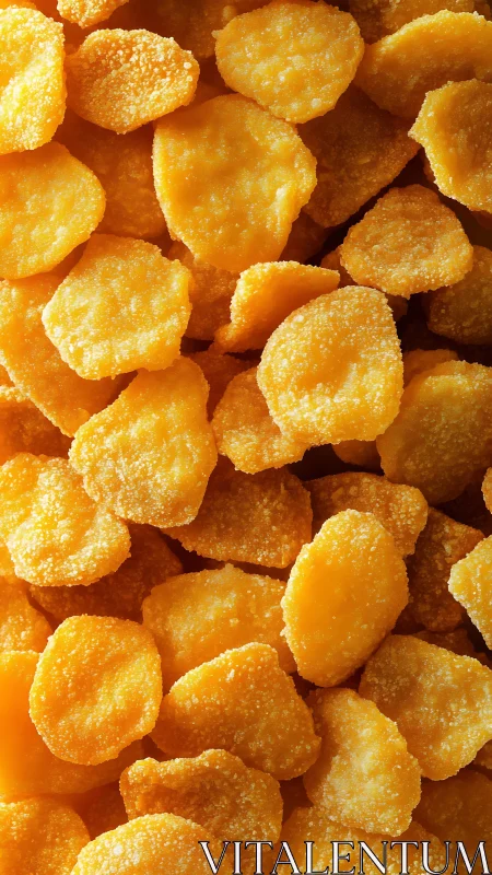 Closeup view of many crispy breaded chicken nuggets.