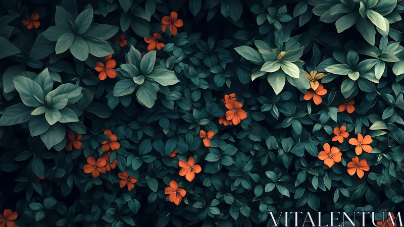 Vibrant Orange Flowers Pop Through Lush Garden Foliage