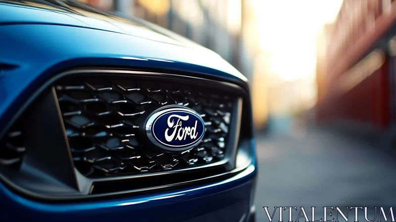 Ford grille closeup captures bold urban street presence.