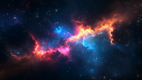 Nebula river of fire and frost winding through silent stars.