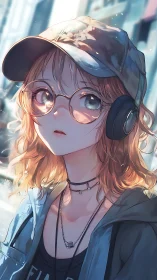 Young person in streetwear rendered in detailed anime style