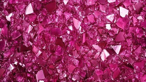 Sharp pink glass shards in dense abstract closeup view.