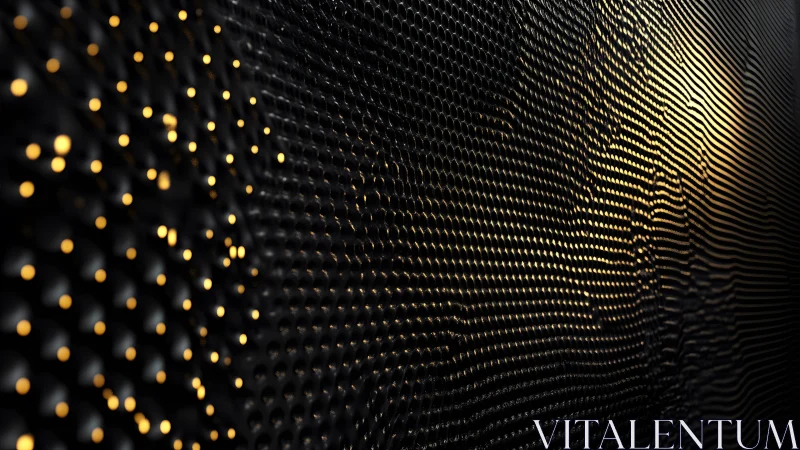 Abstract black surface with glowing golden dots in modern style.