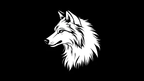 Monochrome side profile illustration of a wolf head.