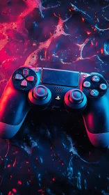 Gaming Controller Glowing in Neon Light.