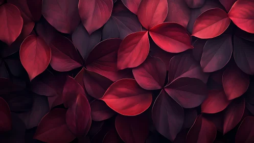 Velvety crimson leaves in a dreamy forest tapestry.