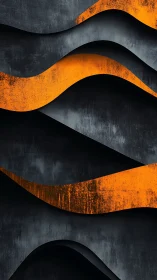 Orange metallic waves cut through dark layered concrete