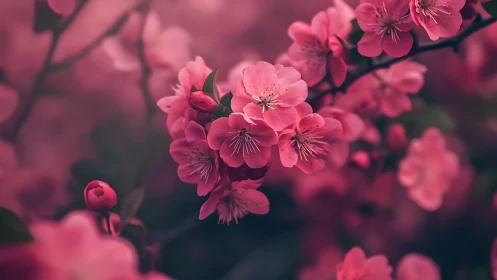 Pink Blossoms in Full Bloom: Nature's Delicate Dance.