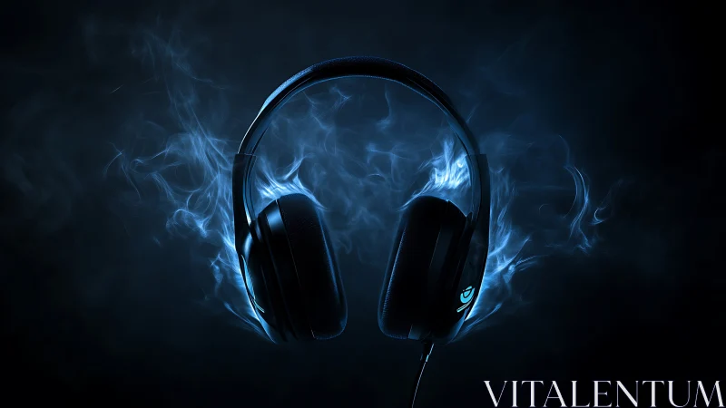Midnight headphones conjure blue smoke from silent beats