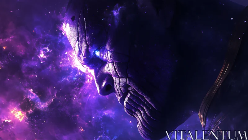 Cosmic titan profile in high-contrast nebular illumination.