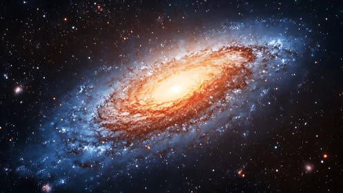 Spiral galaxy core with luminous accretion disk structure.