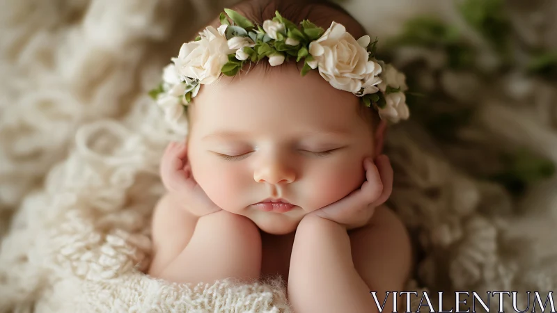 Peaceful Dreamer Crowned in Blossoms Finds Serenity