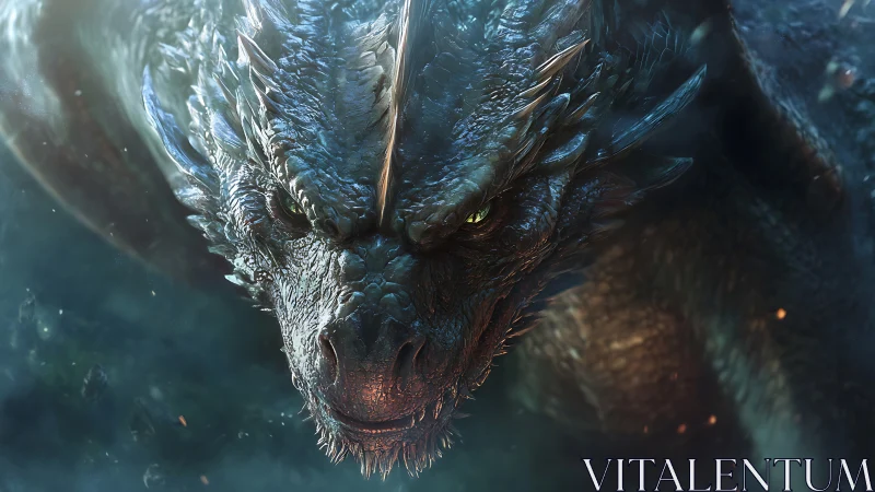 Stormscale dragon leans from the mist with molten intent.